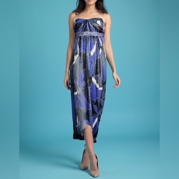 BCBGMaxAzria maxi metallic cocktail dress size 12 - Picture 1 of 12